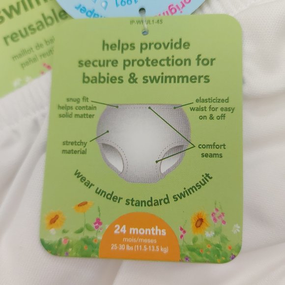 Green Sprouts Baby Swim Diaper Reusable Absorbent 24 Months White Beach Pool - Picture 7 of 10